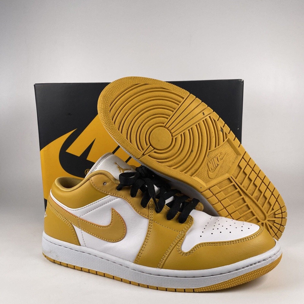 Nike Air Jordan 1 Low Pollen White Mustard Mens Size 11.5 USED Replacement Box!